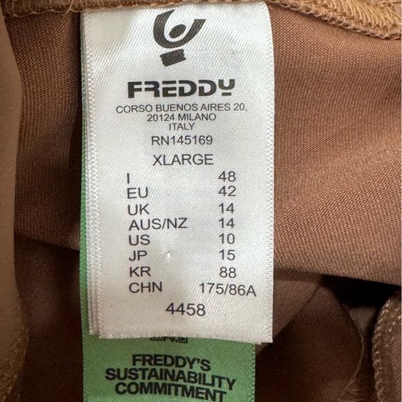 Freddy WRUP Faux Leather High Waisted Zipper Petite Length Mocha Women's XL - Picture 2 of 16